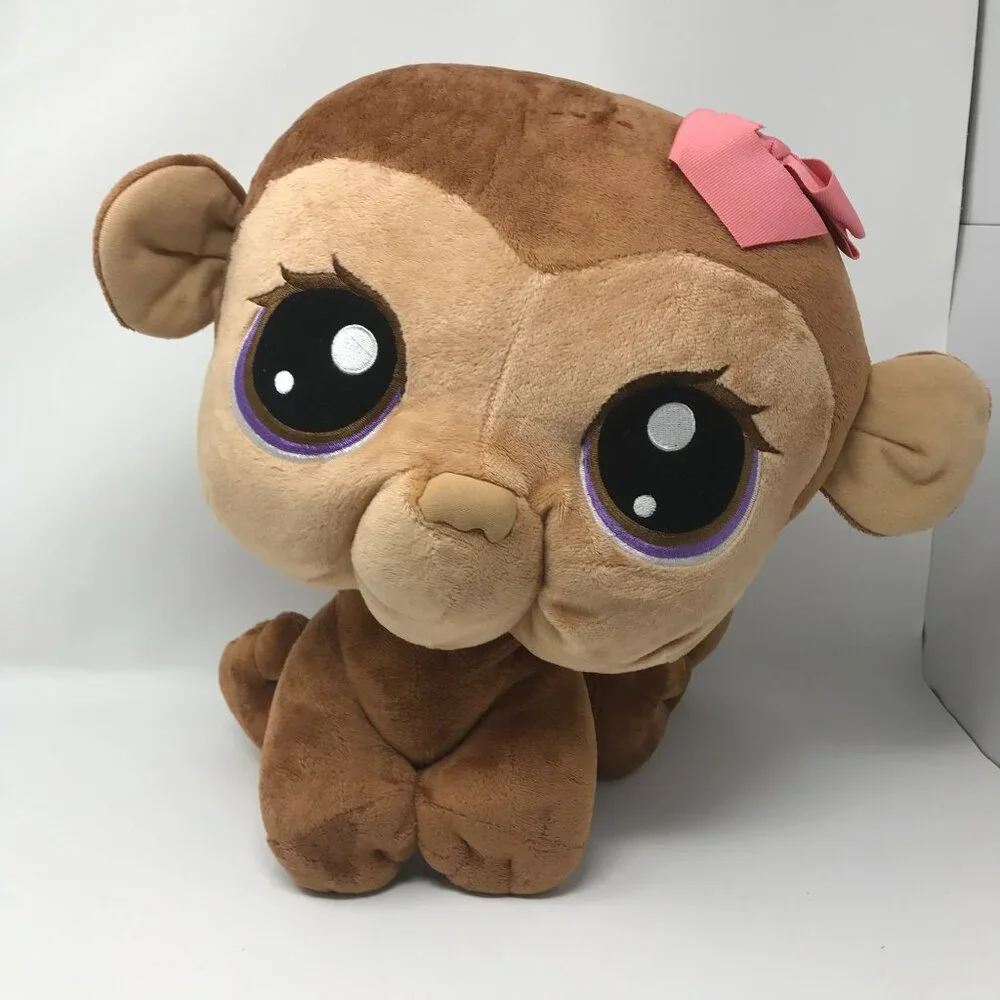Hasbro Littlest Pet Shop LPS Huggable Monkey Bobblehead Plush Stuffed Animal 15" - Picture 1 of 10